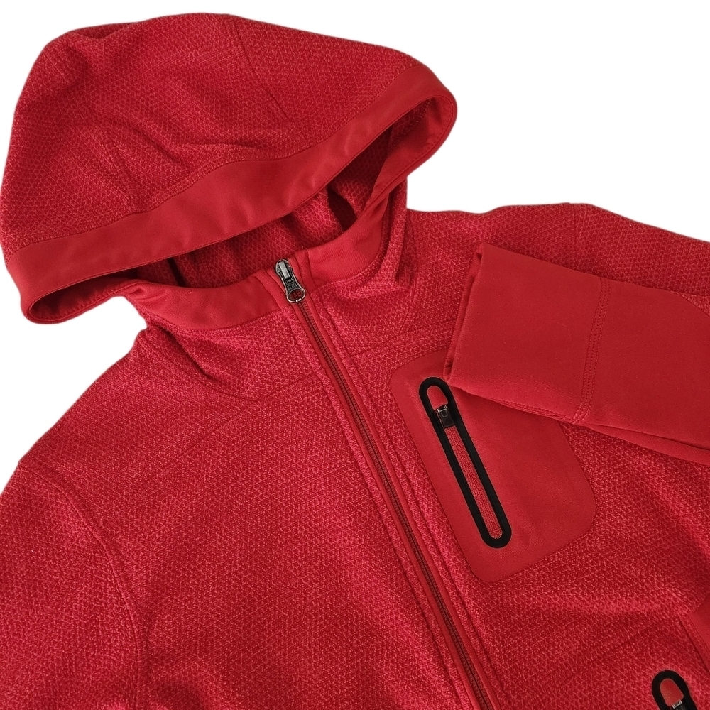 REI Red Lightweight Fleece Hooded Full-Zip Jacket – Stretch Active Layer women’s